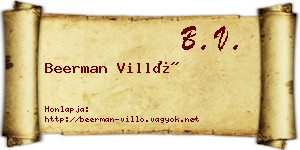 Beerman Villő névjegykártya